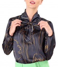 Elegant blouse made of printed satin