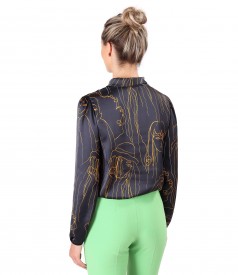 Elegant blouse made of printed satin