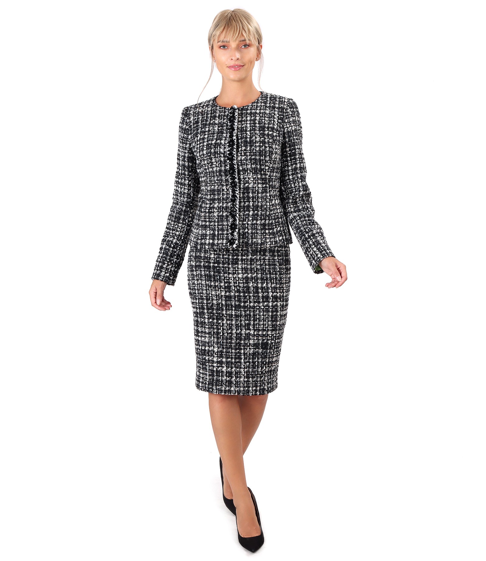 Office women suit with skirt and wool jacket - YOKKO