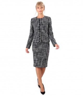 Office women suit with skirt and wool jacket