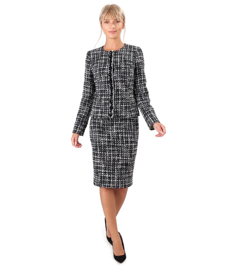 Office women suit with skirt and wool jacket