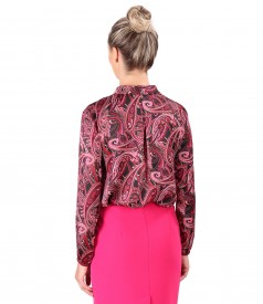 Satin blouse printed with paisley motifs