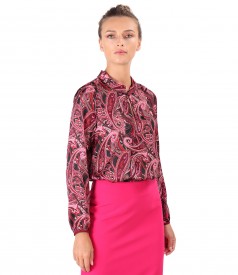 Satin blouse printed with paisley motifs