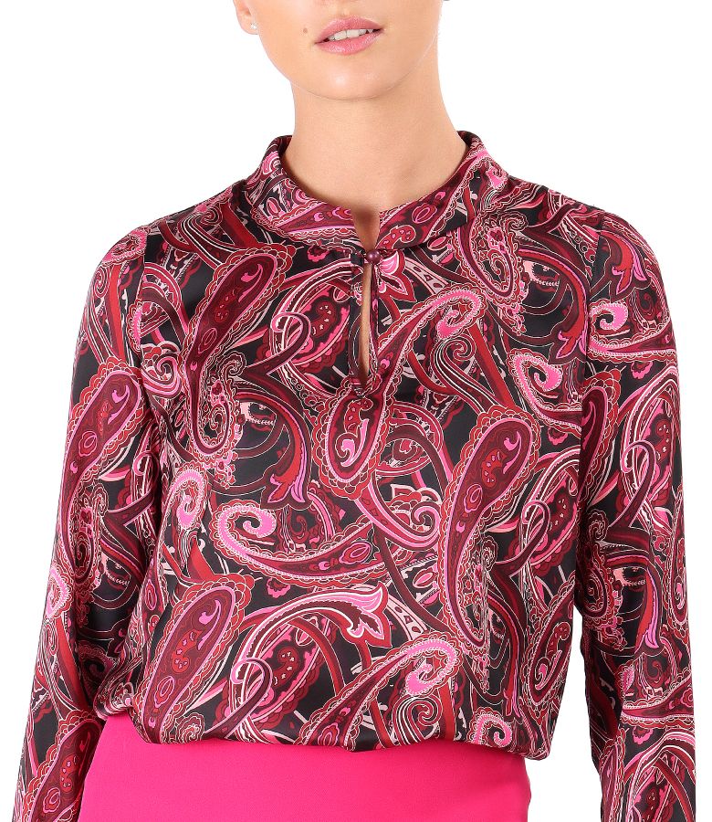 Satin blouse printed with paisley motifs