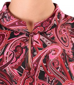 Satin blouse printed with paisley motifs