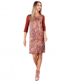 Casual dress with printed satin