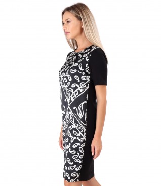 Casual dress with printed satin