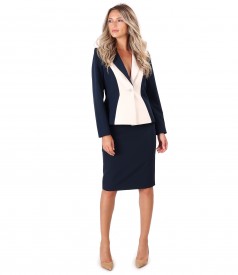 Office women suit with jacket and fabric skirt in two colors
