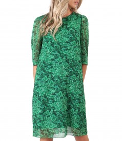 Casual veil dress printed with floral motifs