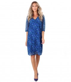 Casual veil dress printed with floral motifs