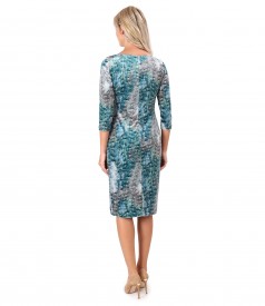 Elastic printed velvet midi dress