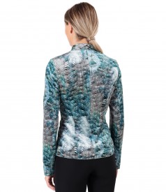 Elastic printed velvet jacket