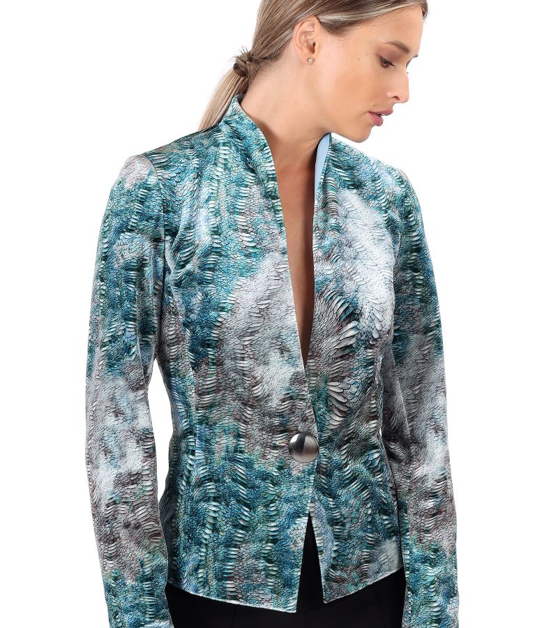 Elastic printed velvet jacket