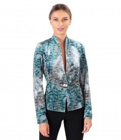 Elastic printed velvet jacket