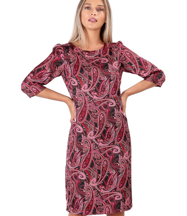 Casual dress made of paisley printed satin