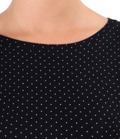 Elastic jersey blouse printed with dots