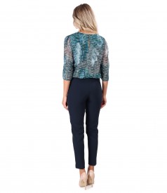 Printed veil blouse with ankle pants