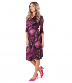 Elastic jersey printed dress