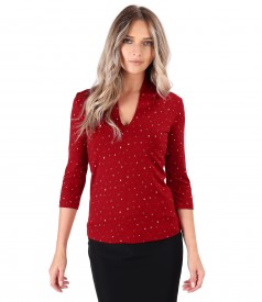 Elastic jersey blouse printed with dots