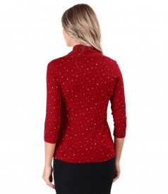 Elastic jersey blouse printed with dots