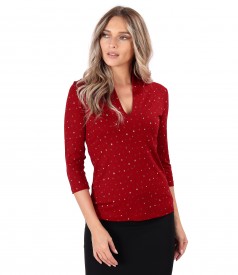 Elastic jersey blouse printed with dots