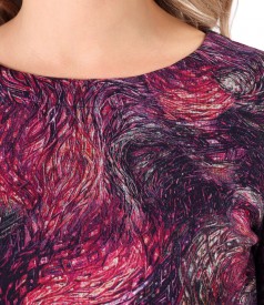 Blouse made of printed elastic jersey