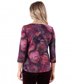 Blouse made of printed elastic jersey