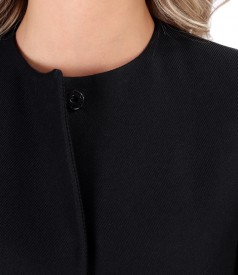 Elegant coat with wool and decorative zippers