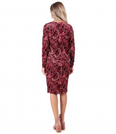 Elegant dress made of velvet printed with paisley motifs