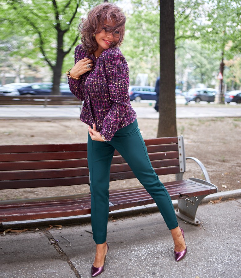 Office outfit with ankle pants and wool jacket