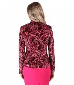 Elastic velvet jacket printed with paisley motifs