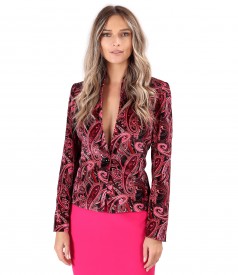 Elastic velvet jacket printed with paisley motifs