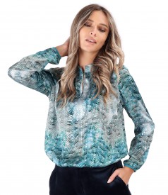 Satin blouse with snake print motifs