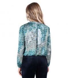 Satin blouse with snake print motifs