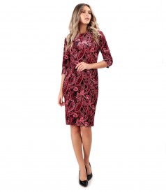 Elastic velvet dress printed with paisley motifs