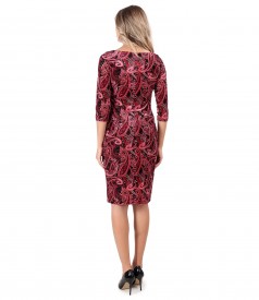 Elastic velvet dress printed with paisley motifs