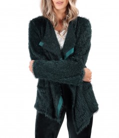 Knitted cardigan with rips on the face