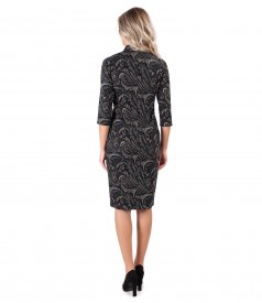 Elastic brocade midi dress with double opening zipper