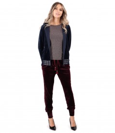 Casual outfit with sweatshirt and velvet pants