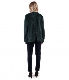 Knitted cardigan with velvet pants