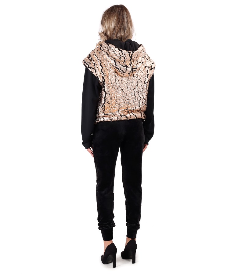 Sweatshirt made of 3D fabric with velvet pants