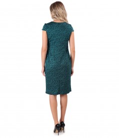 Elastic jersey dress with leaves print