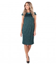 Elastic jersey dress with leaves print