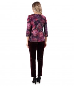 Blouse made of thick elastic jersey with velvet pants