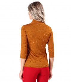 Elastic jersey blouse printed with dots