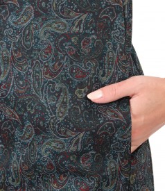 Dress made of thick elastic jersey printed with paisley motifs