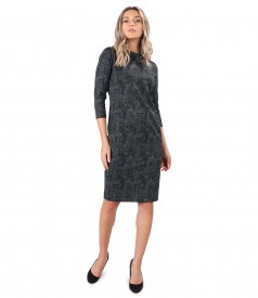 Dress made of thick elastic jersey printed with paisley motifs