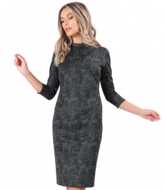 Dress made of thick elastic jersey printed with paisley motifs