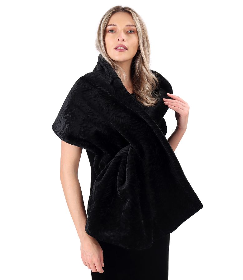 Elegant shawl made of ecological fur with astrakhan type structure