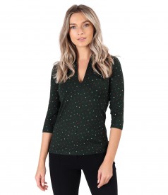 Elastic jersey blouse printed with dots